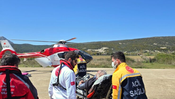 Gökçeada’da kalp krizi geçiren hasta ambulans helikopter ile Çanakkale’ye getirildi