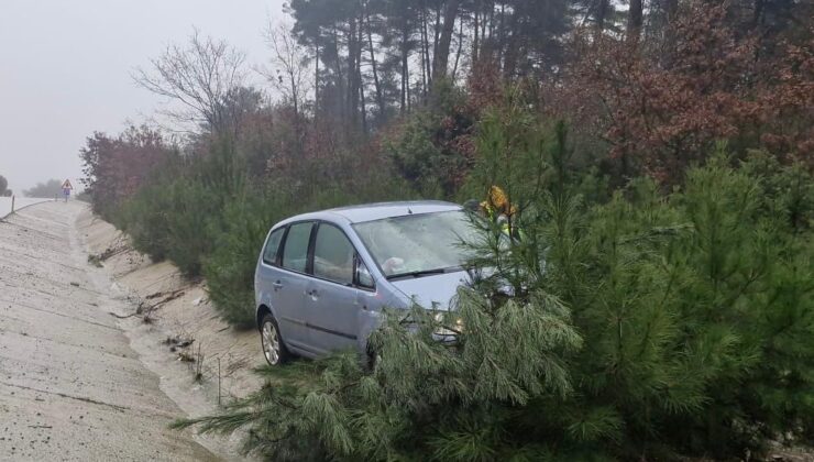 Ayvacık’ta otomobil ağaca çarptı; 2 kişi yaralandı